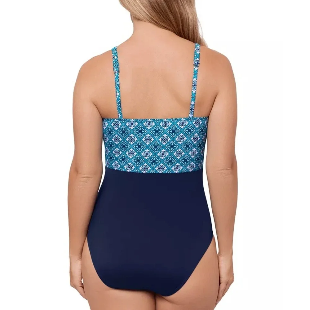 Swim Solutions Womens Size 10 Surplice Tummy-Control One-Piece Swimsuit $86 046 - Picture 2 of 10